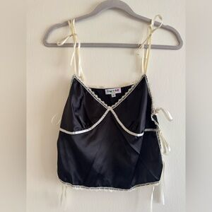 Silk and lace tie top